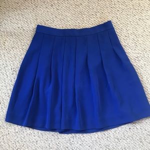 J Crew Cobalt blue pleated crepe skirt